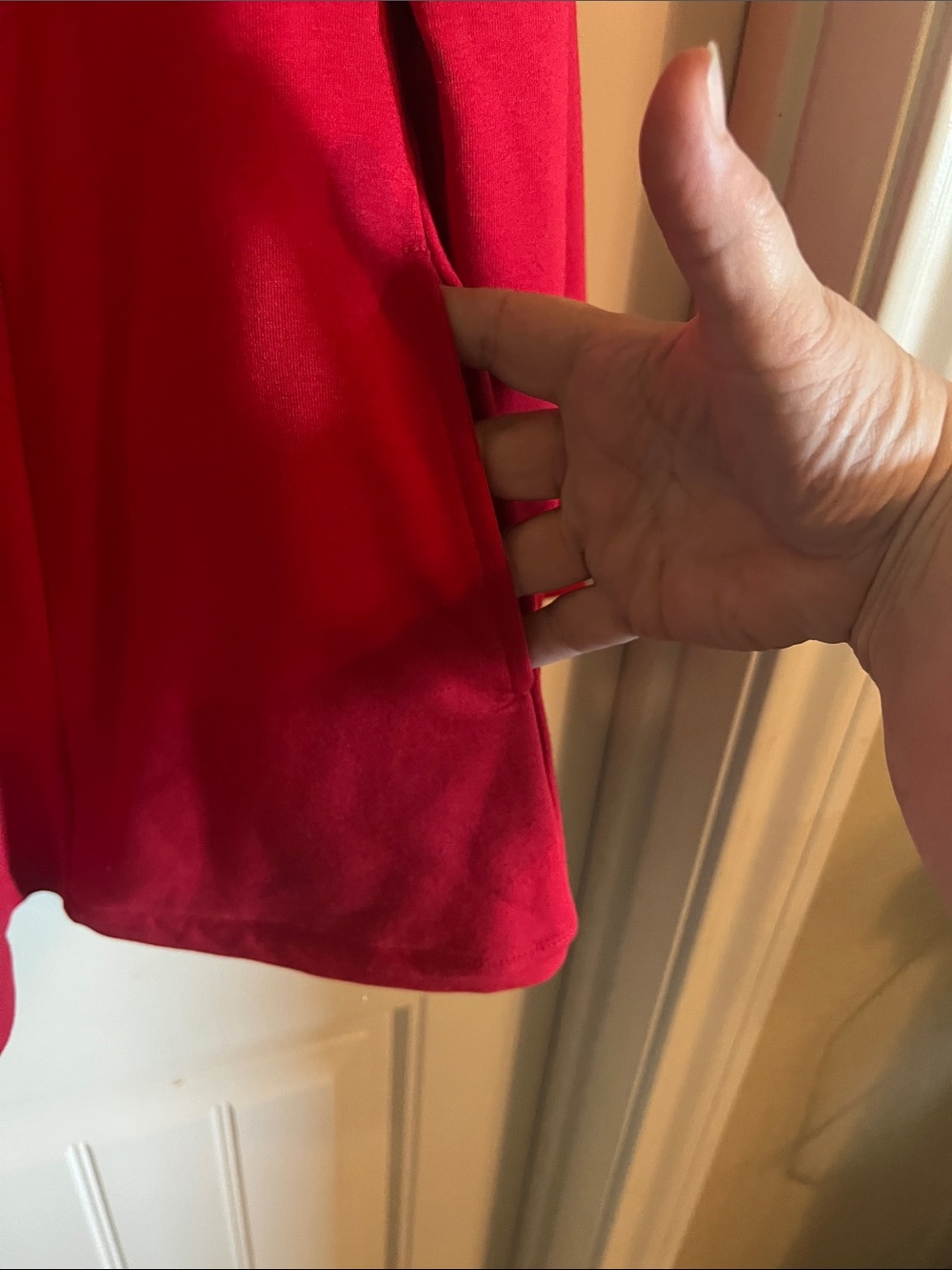 Denim &Co Red Zip Front Hooded Jacket - Picture 2 of 3